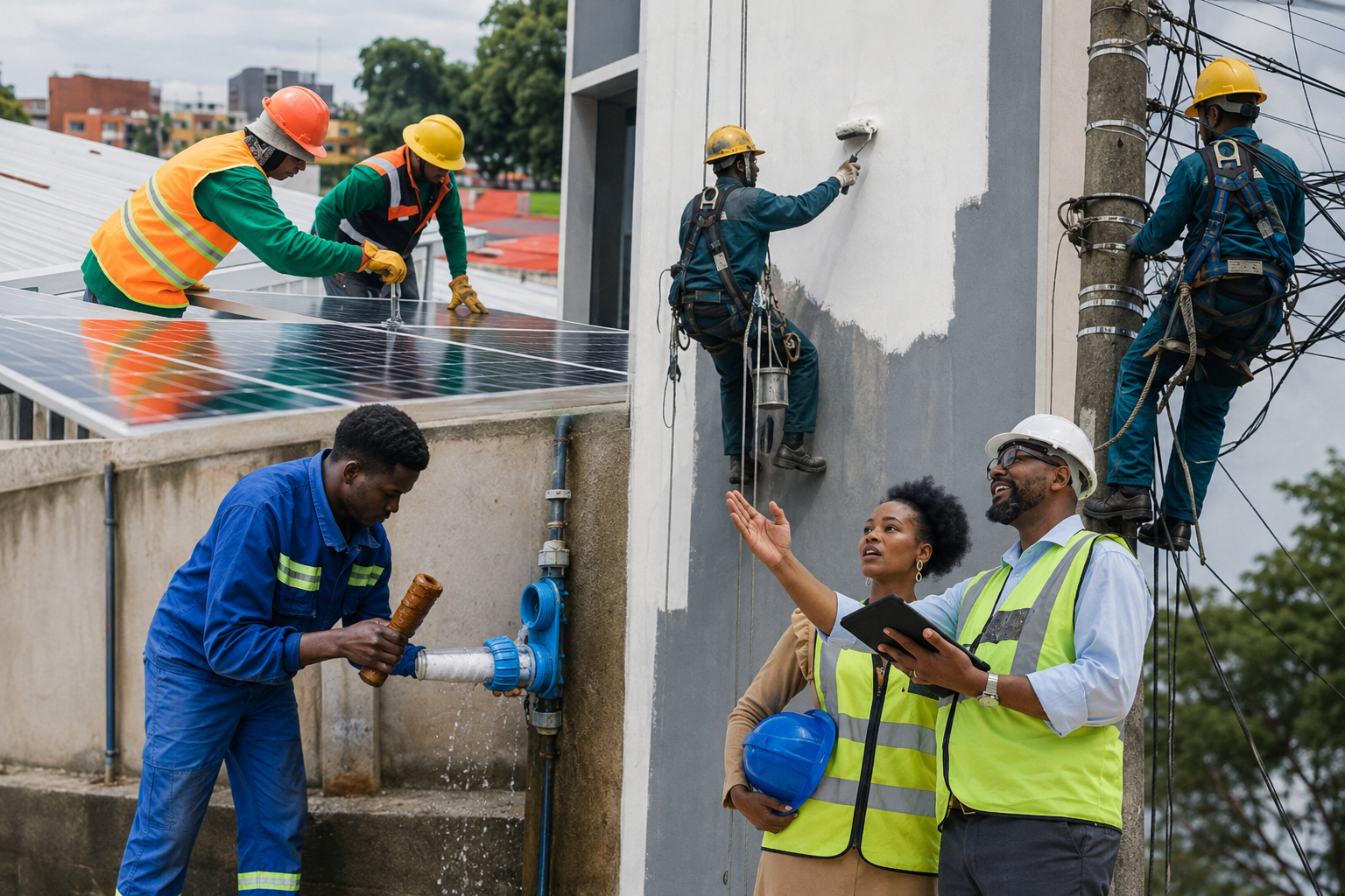 Local technicians working on site