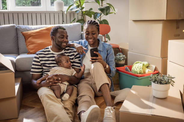 Family settling into their new home